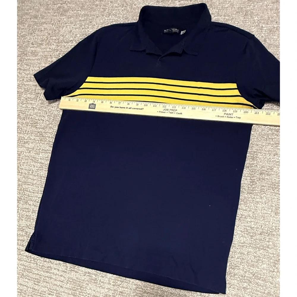 Banana Republic Polo Mens L Blue Luxury Touch Performance Striped Short Sleeve